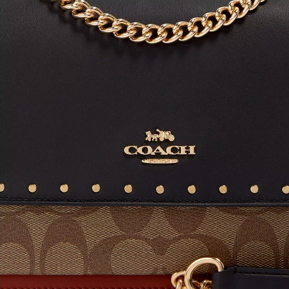 NWT Authentic Coach Klare Crossbody Bag In Signature Canvas With Rivets - Picture 3 of 13